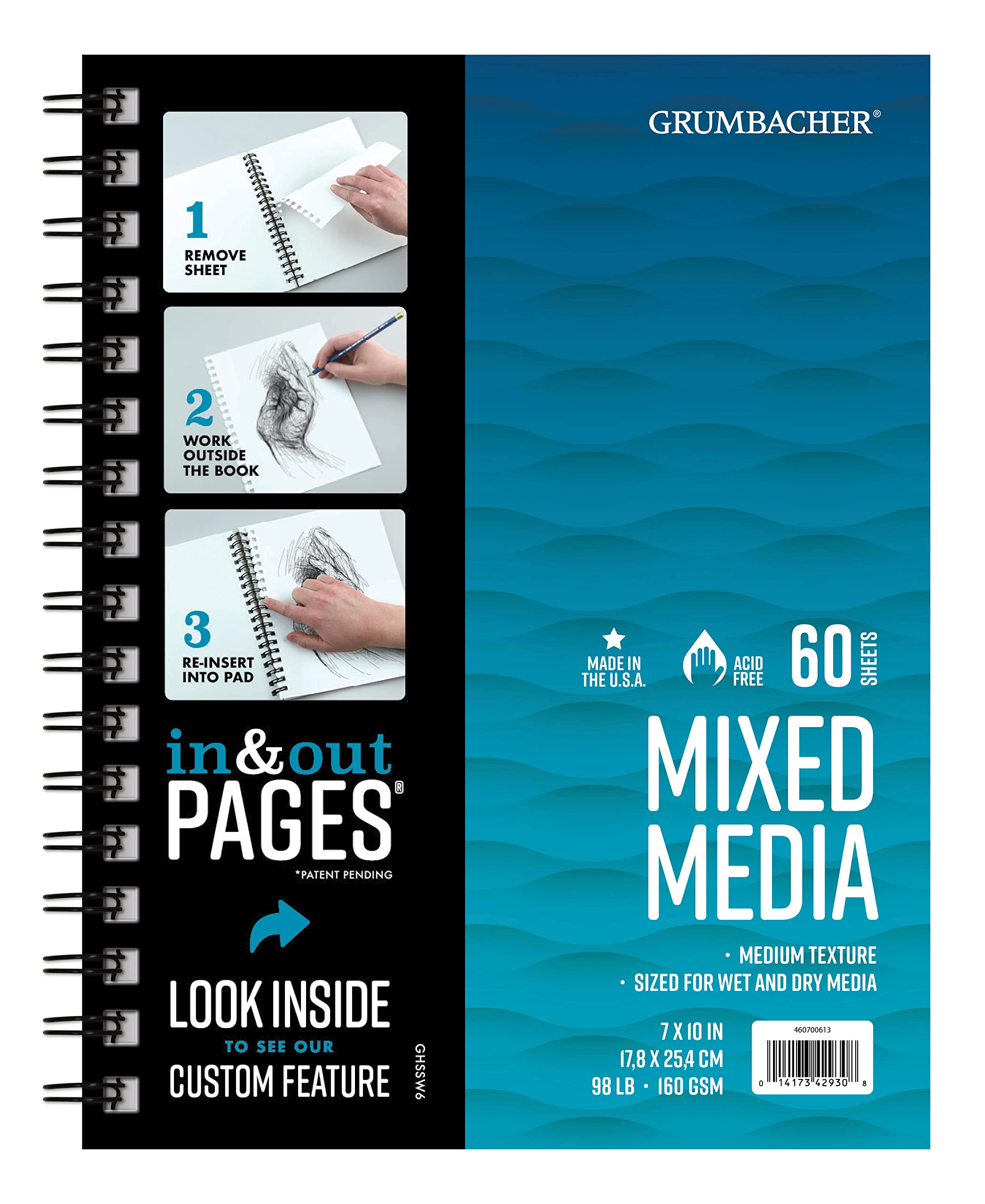 Amazon.com: Grumbacher Mixed Media Paper Pad with in & Out Pages